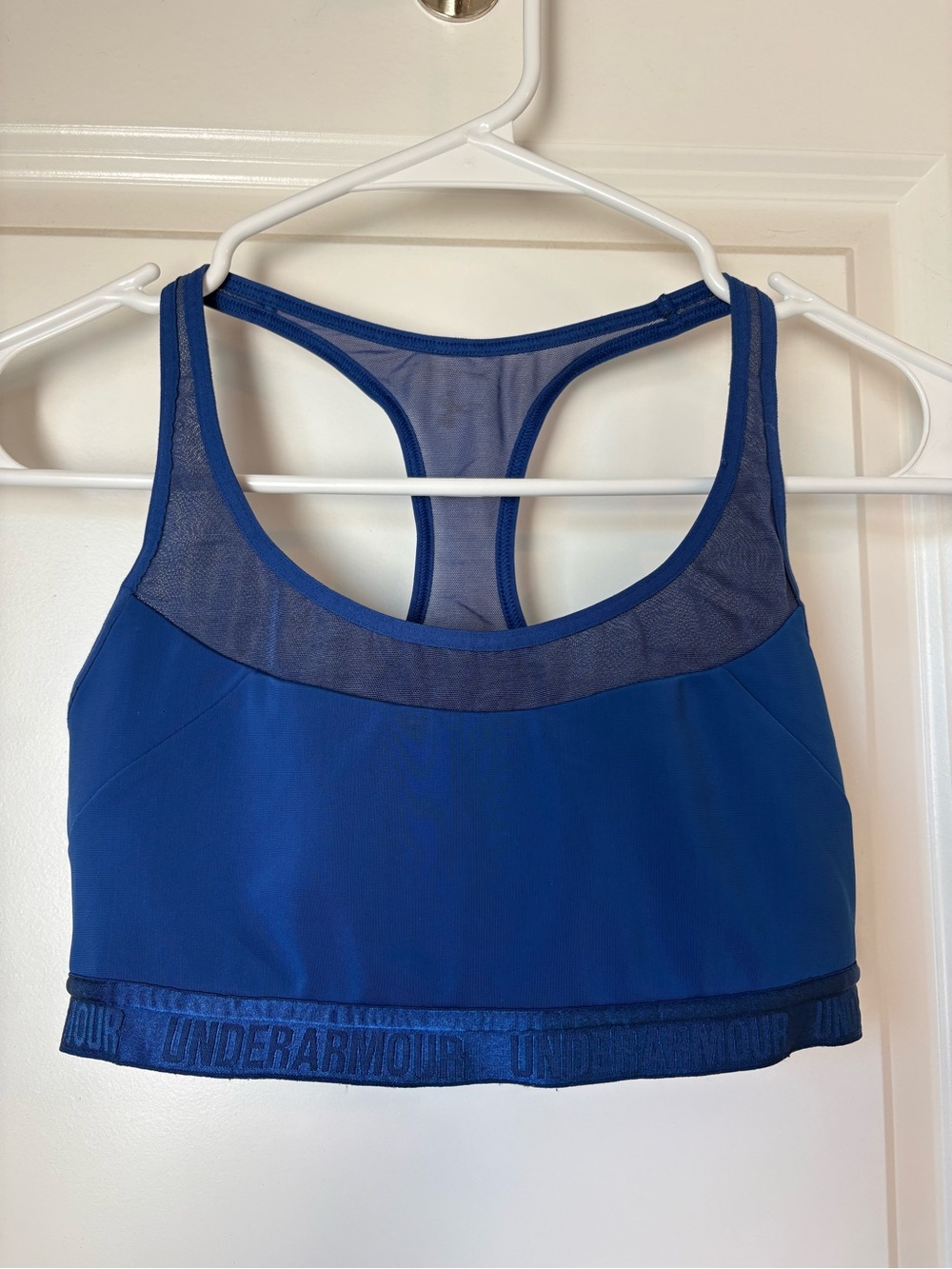 Under Armour Royal Blue Mesh-Trim Racerback Sports Bra